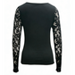 👚 50% RABATT 🖤 | Sexig Urringning Spetsärm Topp – Edgy Spänne & Stretchpassform