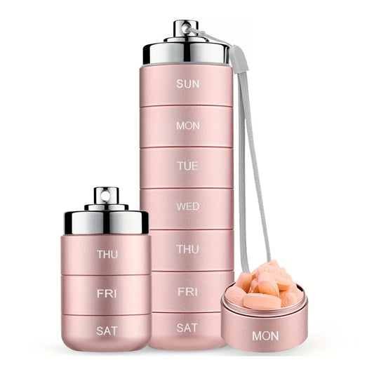 💊  🎁 | Bärbar Vattentät Pillerlåda – Aluminium & 7-dagars