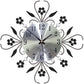 Elegant väggklocka med blommönster och strass