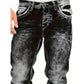 👖 50% RABATT 🔥 | Herr Stretchjeans – Raka Ben, Vintage-tvättad & Hip-hop Stil