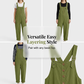 Dam Lediga Hängselbyxor med Lös Passform och Knäppning Fram