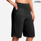 Yogashorts för damer med hög midja och fickor