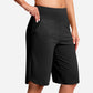 Yogashorts för damer med hög midja och fickor