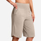 Yogashorts för damer med hög midja och fickor