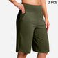 Yogashorts för damer med hög midja och fickor