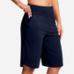 Yogashorts för damer med hög midja och fickor