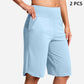 Yogashorts för damer med hög midja och fickor