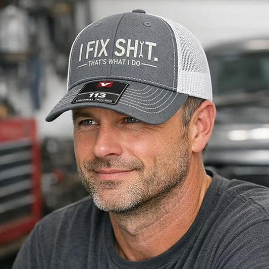 🔥Nyhet 2026 & Storsäljare🔥Trucker-keps med nätbakstycke – broderat ”I FIX SHIT” – andningsbar & justerbar 🧢🔧