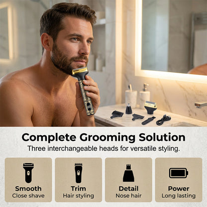 💈 50 % RABATT NU! ✂️ Professionellt hårklippnings- och trimmerset för män – 3-i-1, USB-C & vintage design – perfekt för grooming hemma 🪒