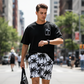 2-delat set med tryckt T-shirt och shorts för herr