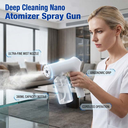 🔫 Cordless nano spray gun – justerbar dimma, sladdfri & 380ml tank – perfekt för rengöring och desinfektion 🌿