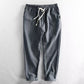 👖 50% RABATT NU! 🌿 Herr Linnebyxor – Randig & Kort & Elastisk Midja & Dragsko – Andningsbar Sommarbyxor 🏖️