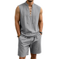 🧵 BEGRÄNSAD TID 50 % RABATT! ✨ Herr ärmlös set i linne – topp & shorts med snörning, 7 färger ☀️