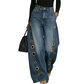 💥 50% RABATT 👖 Komfortabla vida jeans med dekorativa ringar ✨ Modern design, mjukt material & perfekt för alla tillfällen 🌸