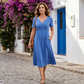 👗💙 50% RABATT IDAG! ✨ Damklänning med V-ringning, kort ärm och lång passform 🌸 Elegant flytande passform, bekvämt tyg & enkel vardagsstil