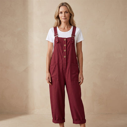 Enfärgad jumpsuit med raka ben och fickor