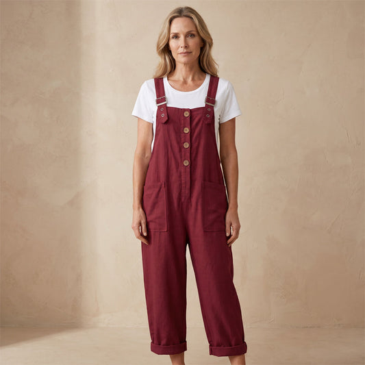 Enfärgad jumpsuit med raka ben och fickor