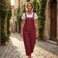 Enfärgad jumpsuit med raka ben och fickor