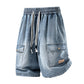 👖 50% RABATT NU! 🏙️ Herrars Lösa Denim Cargo-Shorts – High Street-stil & Justerbar Passform 🛹