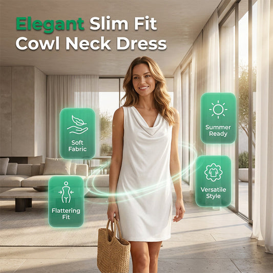 👗 Elegant klänning med slim fit och krage – ärmlös, sidfickor, mångsidig ✨