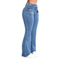 Jeans med hög midja och utsvängda ben för damer