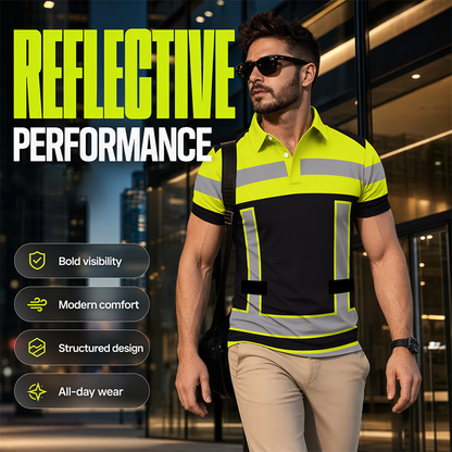 👕 50% RABATT NU! 🚧 Reflekterande Kortärmad Skjorta för Män – Hög Synlighet & Andningsbar – Perfekt för Bygg, Utomhusarbete & Kvällspromenader 🌟