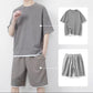 Set med T-shirt och shorts i våffelstickat för män