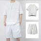 Set med T-shirt och shorts i våffelstickat för män