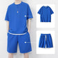 Set med T-shirt och shorts i våffelstickat för män
