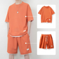 Set med T-shirt och shorts i våffelstickat för män