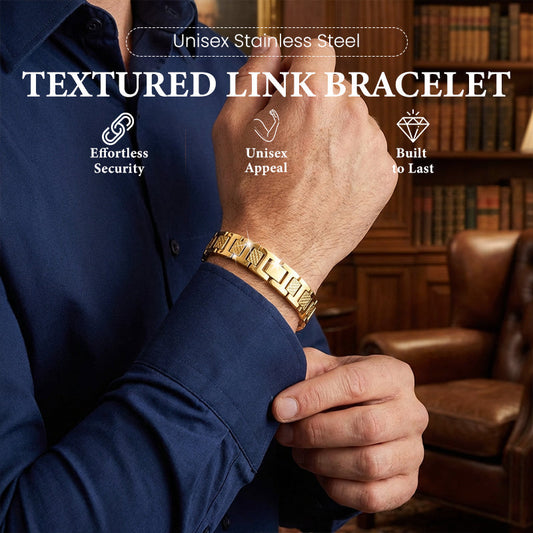 📢📢50 % RABATT !! ⏰Unisex-armband i rostfritt stål med strukturerade länkar