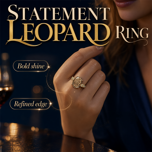 Oval ring i vintage-stil med leopardmönster