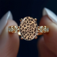 Oval ring i vintage-stil med leopardmönster