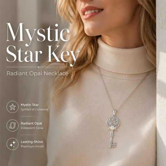 Halsband med nyckel i lysande opal