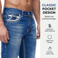 Herrjeans med hög elasticitet och dubbla sömmar