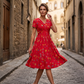 🌸 50 % RABATT NU! ✨ Blommig V-halsklänning med Twist i Midjan – Smickrande Passform & Elegant Komfort 👗