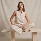 👗 50% RABATT – BEGRÄNSAD TID! Women's Minimalist Sleeveless Top & Wide‑Leg Pants Set – stand collar, relaxed fit & solid color – perfekt för vardag, kontor och semester 🌸✨