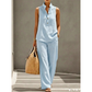 👗 50% RABATT – BEGRÄNSAD TID! Women's Minimalist Sleeveless Top & Wide‑Leg Pants Set – stand collar, relaxed fit & solid color – perfekt för vardag, kontor och semester 🌸✨