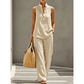 👗 50% RABATT – BEGRÄNSAD TID! Women's Minimalist Sleeveless Top & Wide‑Leg Pants Set – stand collar, relaxed fit & solid color – perfekt för vardag, kontor och semester 🌸✨