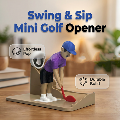 ⛳ 50 % RABATT! 🍺 Minigolf-flasköppnare i specialutförande – plast + metall – golfspelarfigur för baren och kontoret