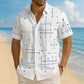 👔 50 % RABATT NU! ☀️ Herr geometriskt tryck avslappnad passform knappskjorta – mjuk sommarkänsla, rymlig komfort & semesterredo stil 🏖️