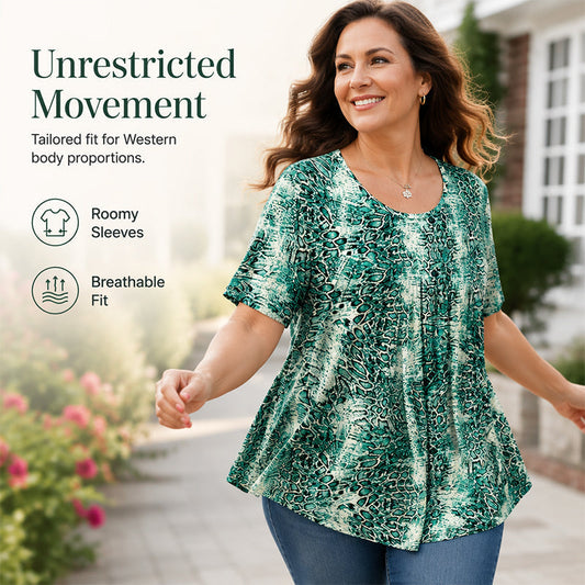 Löst sittande tunika-T-shirt med blommönster