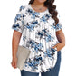 Löst sittande tunika-T-shirt med blommönster