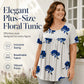 Löst sittande tunika-T-shirt med blommönster