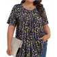 Löst sittande tunika-T-shirt med blommönster