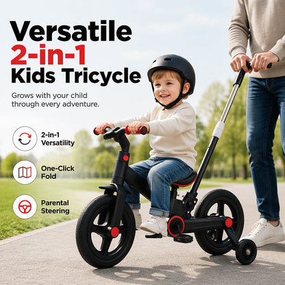 📢📢 50% REA !! ⏰ 4-i-1 Omvandlingsbar Barncykel – Balanscykel, Barnvagn & Trehjuling – Växer med Ditt Barn från 10 Månader till 4 År 🚲✨