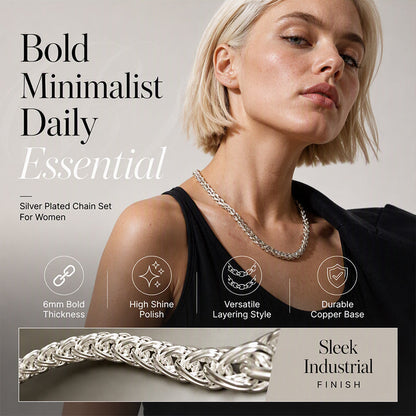 Elegant silverfärgat flätat vete-kedjehalsband