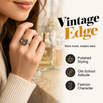 Vintage-ring i koppar med leopardmönster
