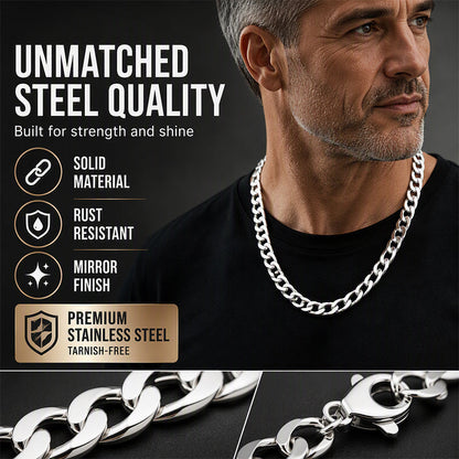 Silver Tone Stainless Steel Chain Necklace