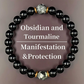Elegant armband med svarta obsidianpärlor